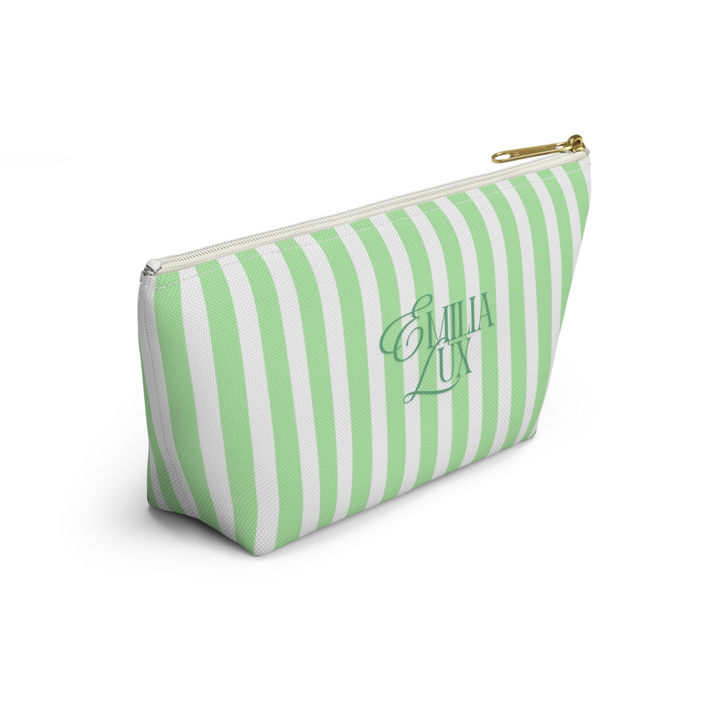 Makeup Bag – White & Mint Stripes