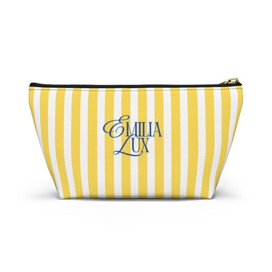 Makeup Bag – White & Yellow Stripes