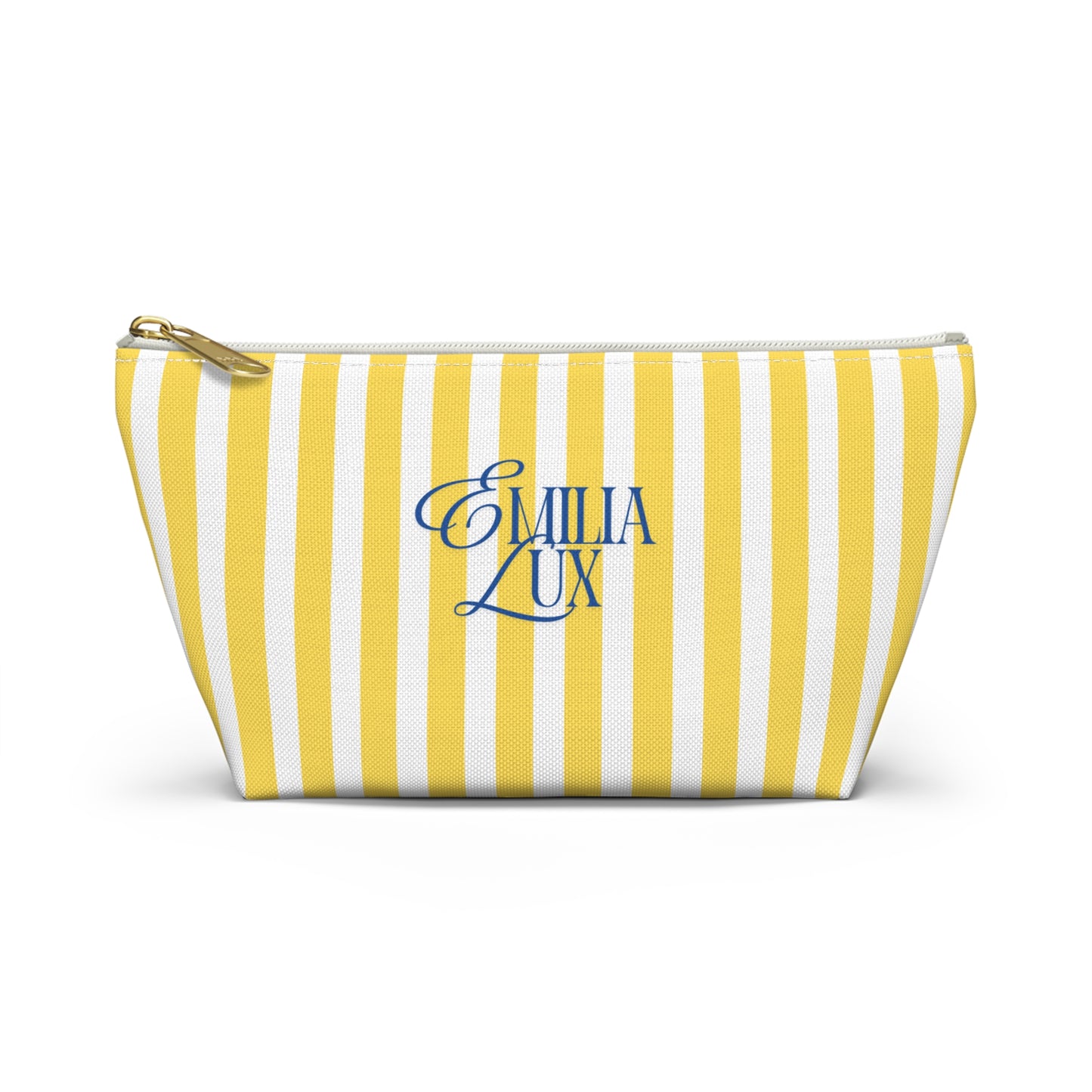 Makeup Bag – White & Yellow Stripes