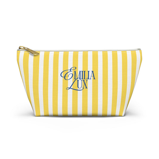 Makeup Bag – White & Yellow Stripes