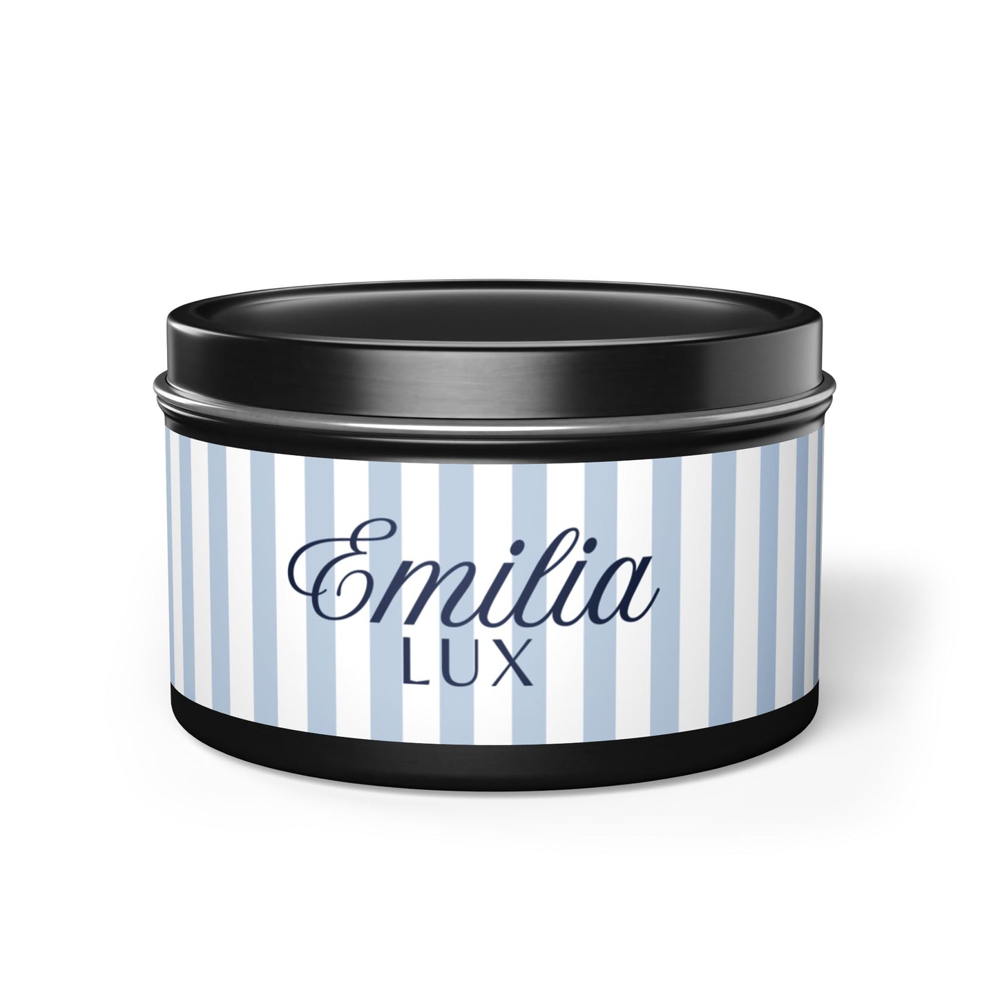 Emilia Lux Striped Tin Candle — Luxury Scented Travel Candle