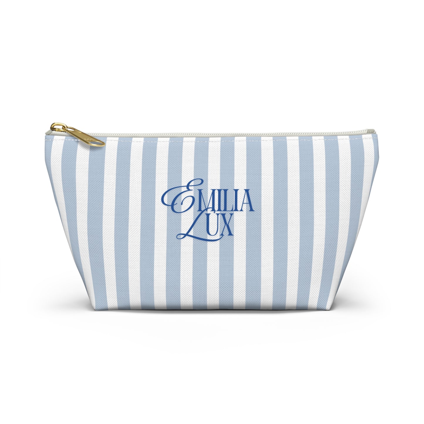 Makeup Bag – White & Blue Stripes