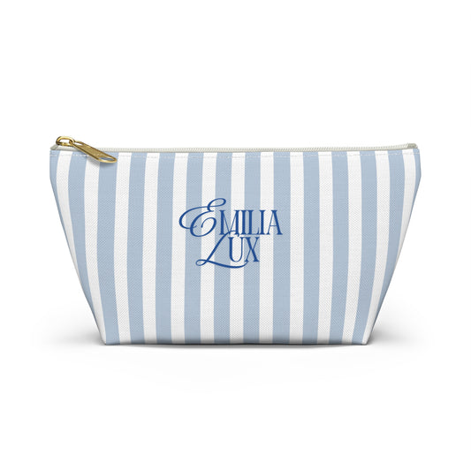 Makeup Bag – White & Blue Stripes