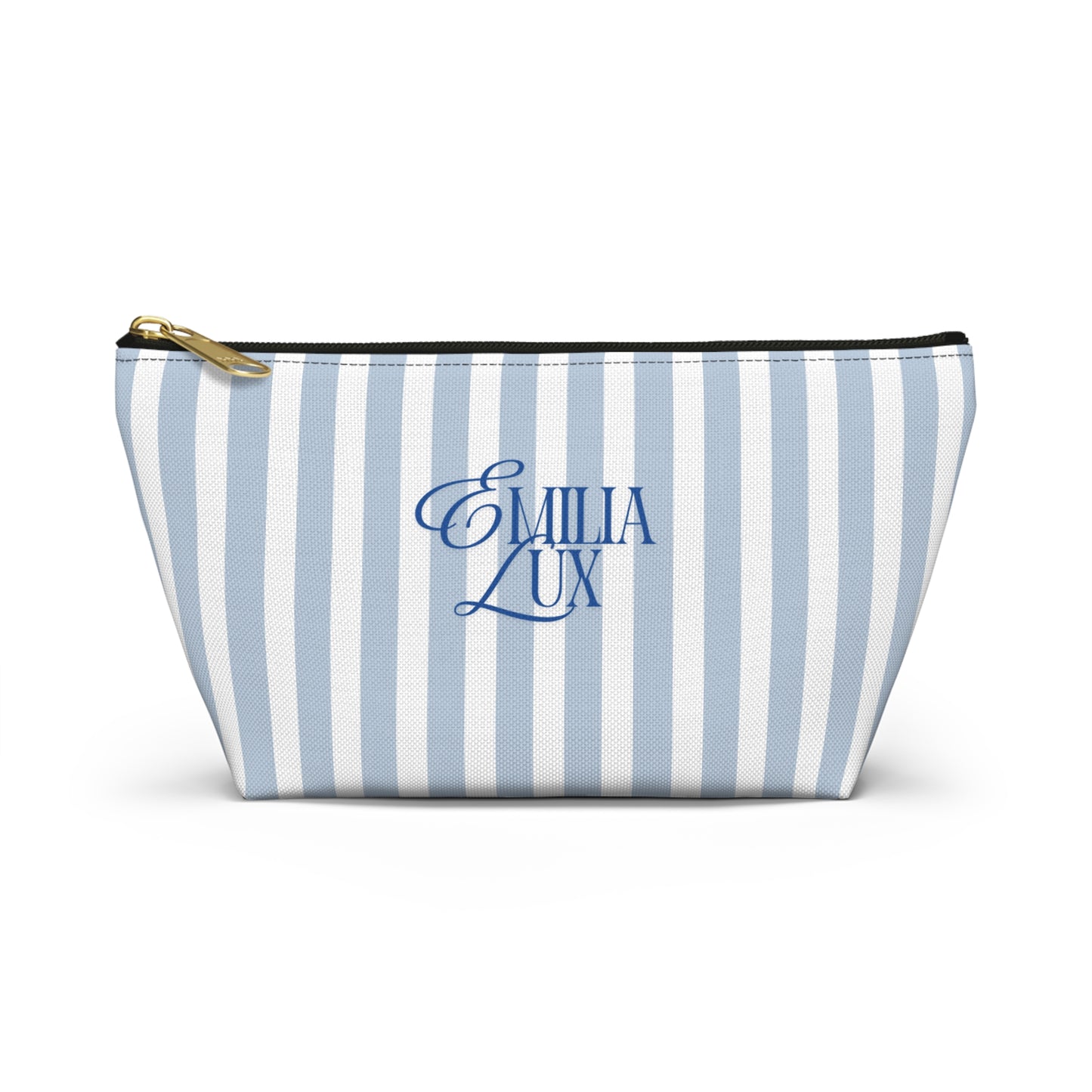 Makeup Bag – White & Blue Stripes