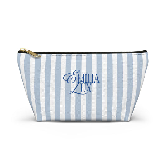 Makeup Bag – White & Blue Stripes