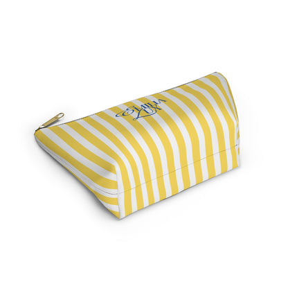 Makeup Bag – White & Yellow Stripes