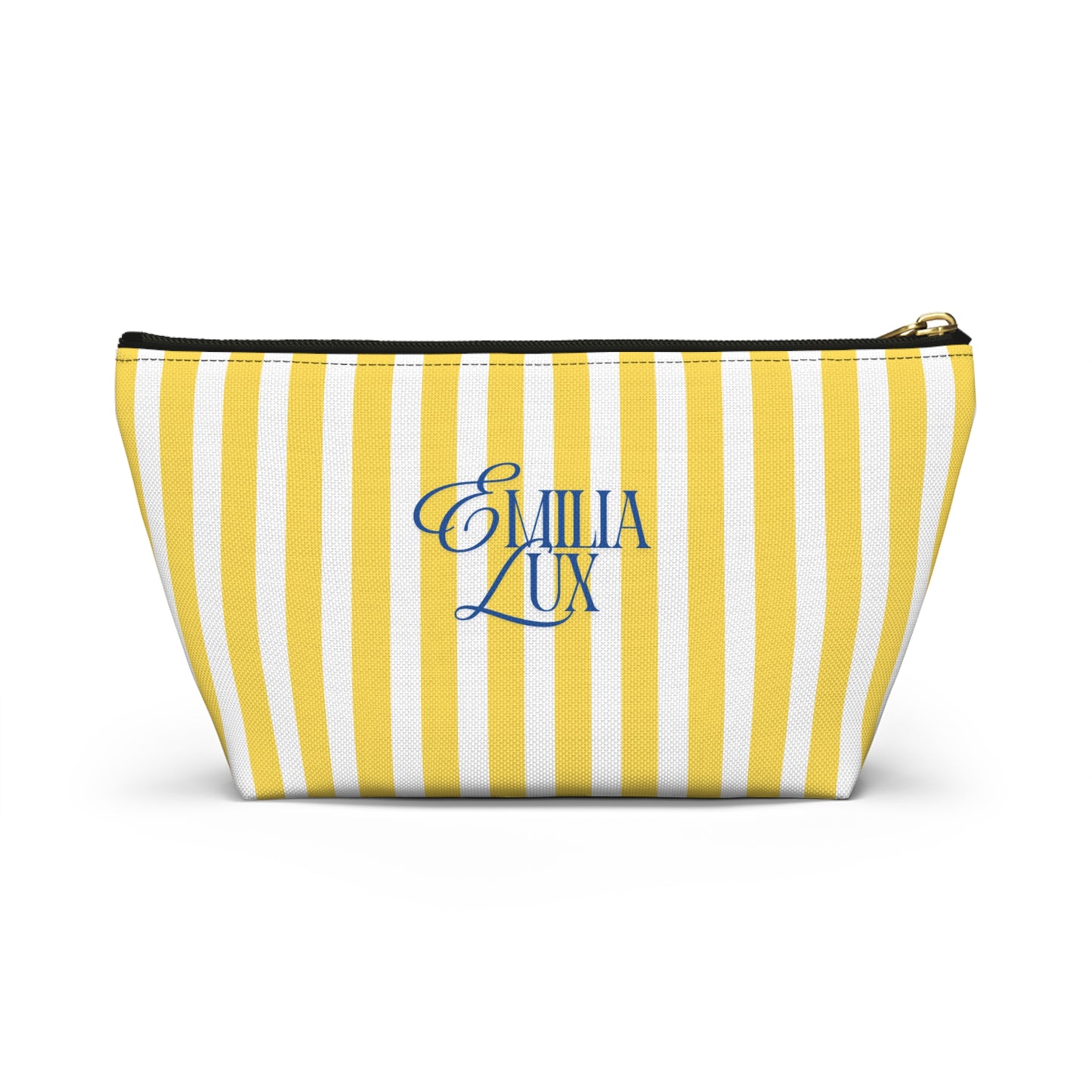 Makeup Bag – White & Yellow Stripes
