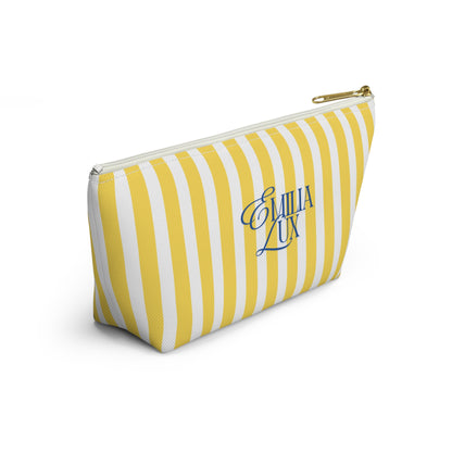 Makeup Bag – White & Yellow Stripes