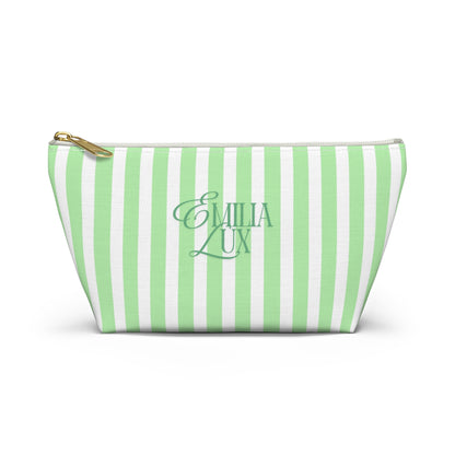 Makeup Bag – White & Mint Stripes