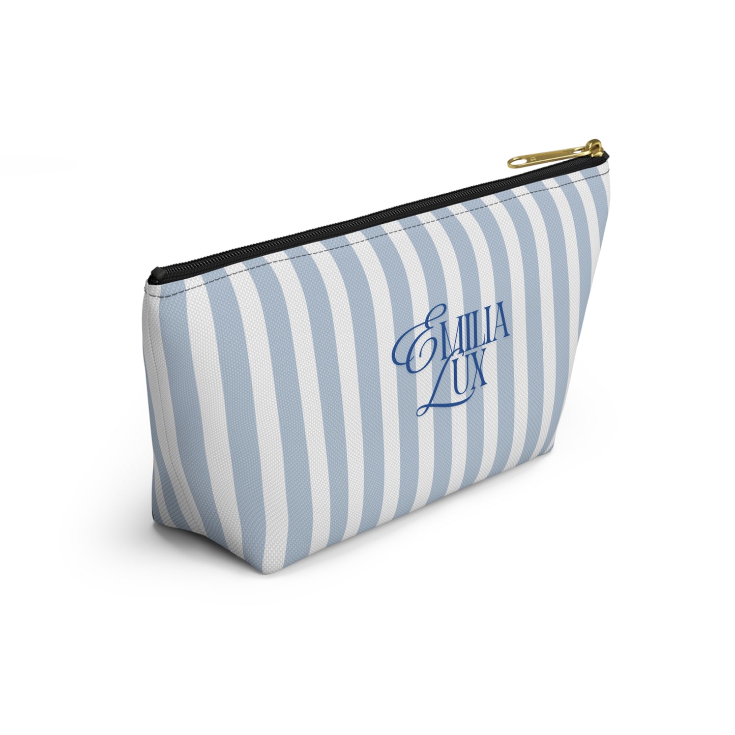 Makeup Bag – White & Blue Stripes