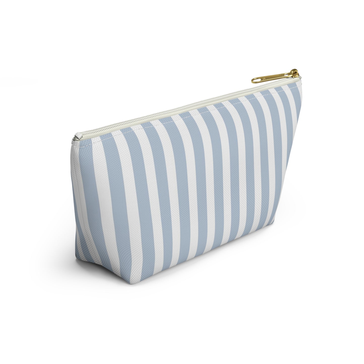 Striped Monogram Accessory Pouch — Blue Emilia Lux Cosmetic Bag