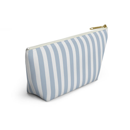 Striped Monogram Accessory Pouch — Blue Emilia Lux Cosmetic Bag