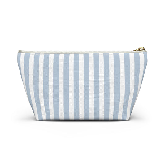 Striped Monogram Accessory Pouch — Blue Emilia Lux Cosmetic Bag