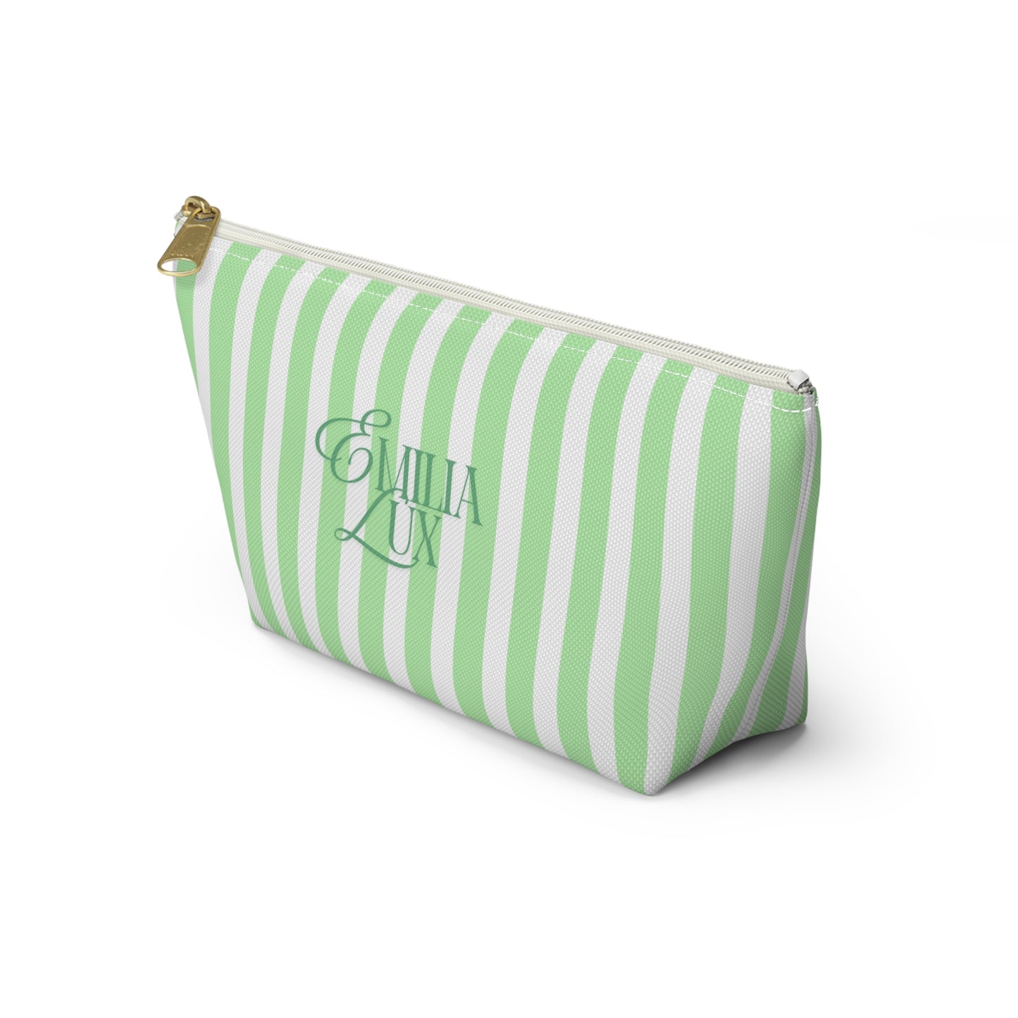 Makeup Bag – White & Mint Stripes