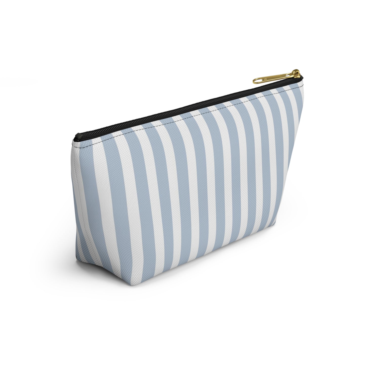 Striped Monogram Accessory Pouch — Blue Emilia Lux Cosmetic Bag