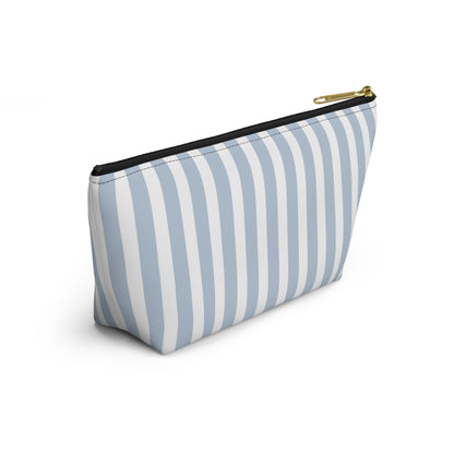 Striped Monogram Accessory Pouch — Blue Emilia Lux Cosmetic Bag