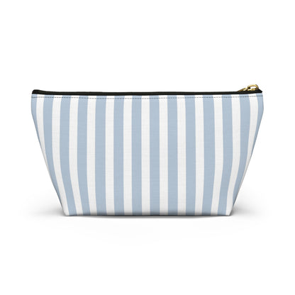 Striped Monogram Accessory Pouch — Blue Emilia Lux Cosmetic Bag