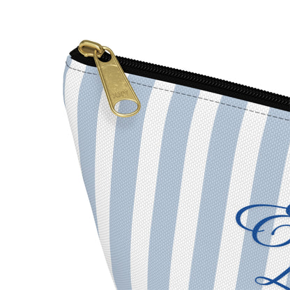 Makeup Bag – White & Blue Stripes