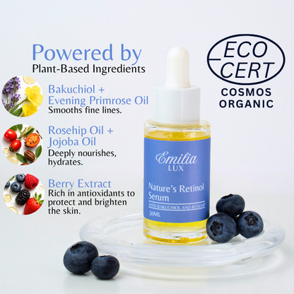 Rosehip oil and bakuchiol serum for radiant and nourished skin