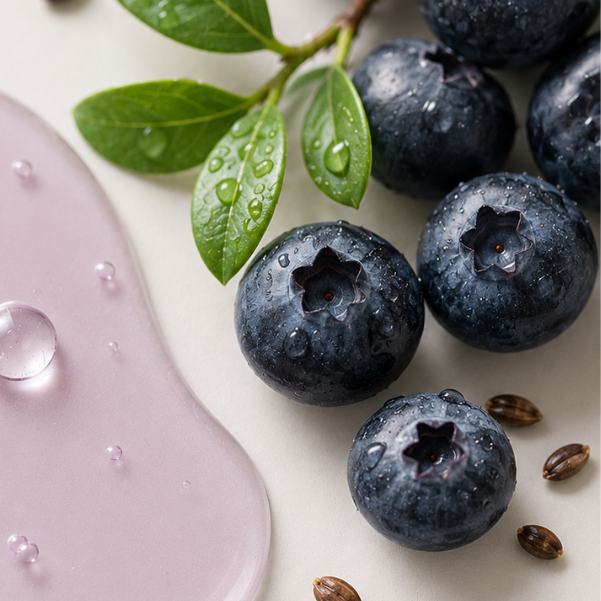 Blueberry seed oil skincare ingredient rich in antioxidants for skin renewal and glow