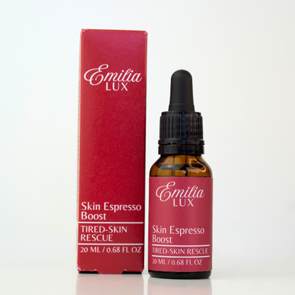 Depuffing caffeine eye serum for dark circles and tired eyes by Emilia Lux