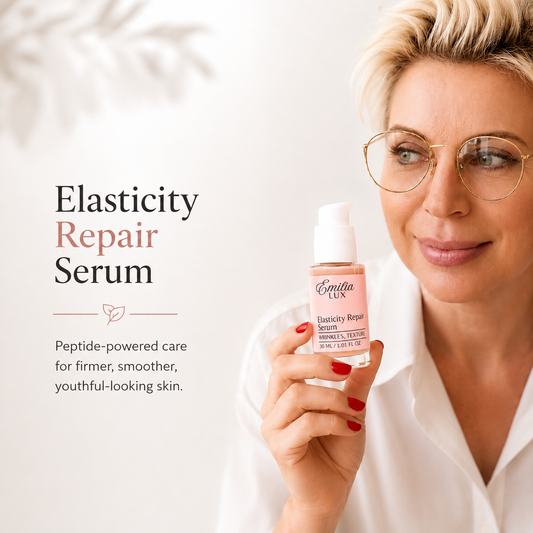 Emilia Lux Elasticity Repair Serum with peptide-powered care for firmer, smoother and more youthful-looking skin.