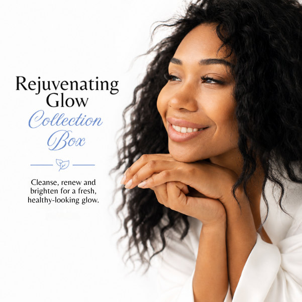 Emilia Lux Rejuvenating Glow Collection, a complete 3-step skincare routine to cleanse, renew and brighten for fresh, smooth and radiant-looking skin.