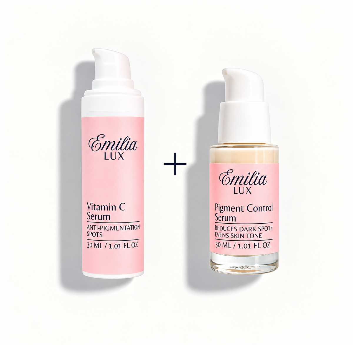 Emilia Lux Vitamin C Serum and Pigment Control Serum duo for dark spots and uneven skin tone