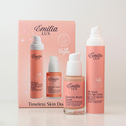 Anti-aging face serum and cream set for skin elasticity and fine line support