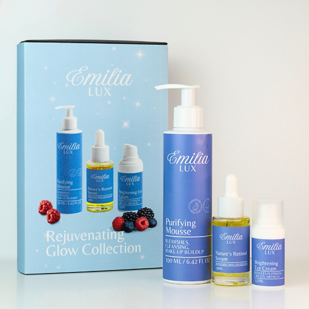 Facial care set designed for smoother texture and a radiant glow